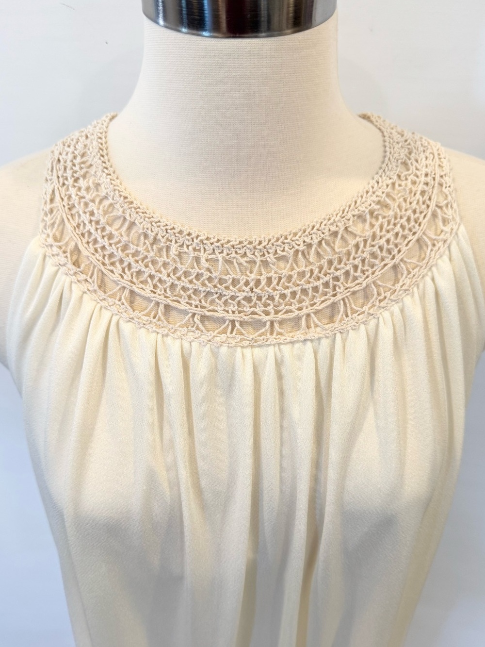 Joseph Magnin Silky Satin Ivory Vintage Goddess Maxi Gown Halter Kaftan Dress - Picture 4 of 15